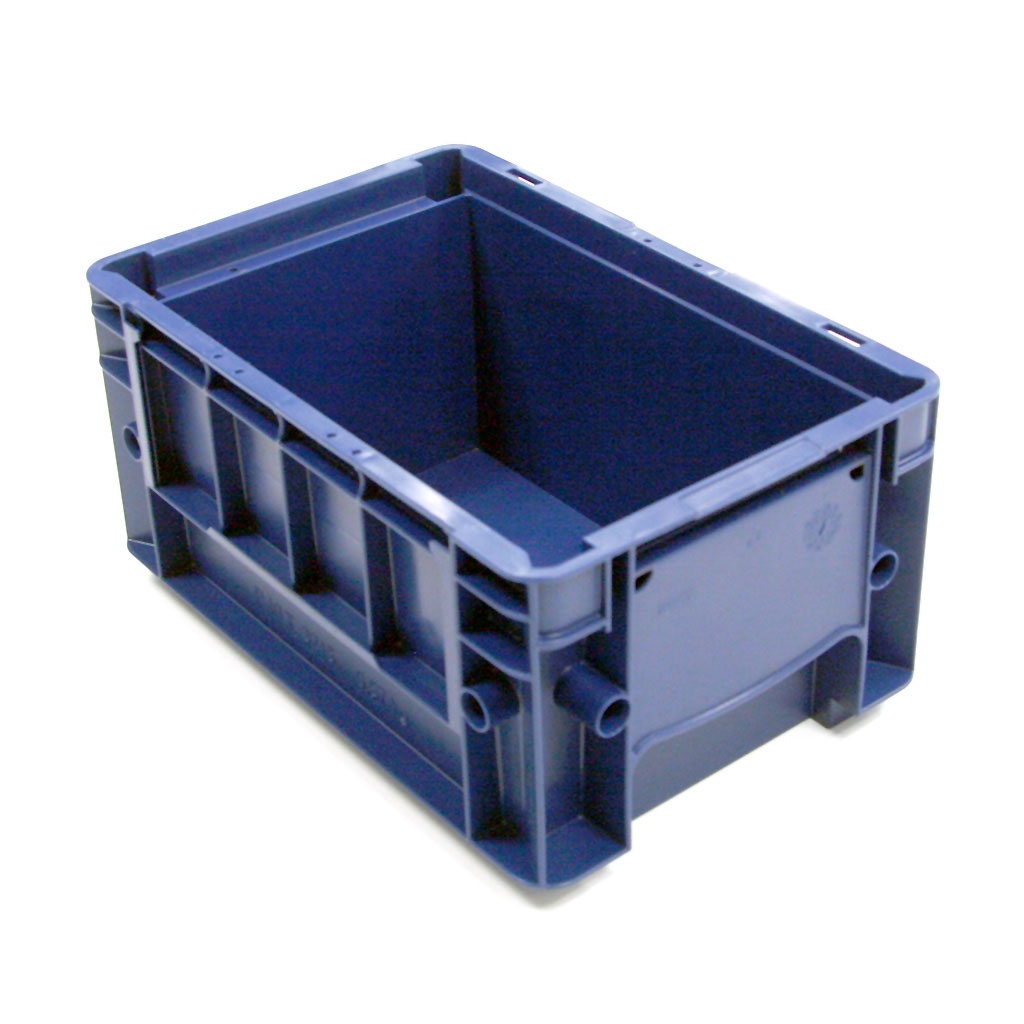Gebruikte kunststof stapelbak, krat 300x200x150 donkerblauw