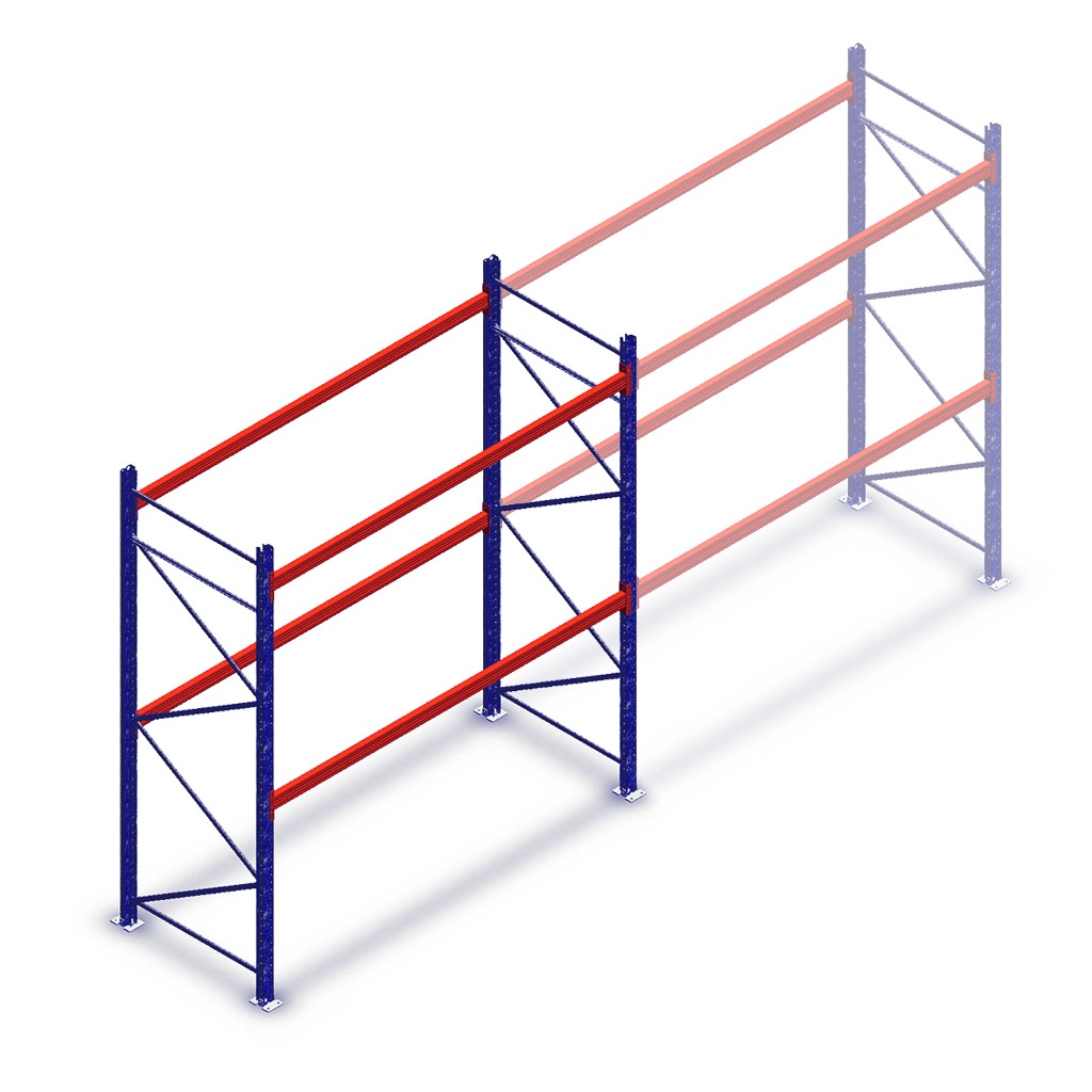 Gebruikte palletstelling Redirack 3000x2700x900mm (hxbxd) 2 niveaus - beginsectie