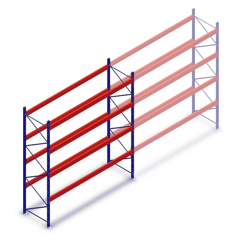 Gebruikte Polypal palletstelling 4350x3600x950mm (hxbxd) - 4 niveaus beginsectie