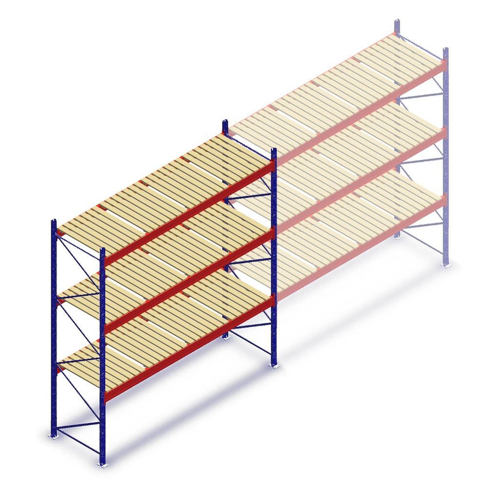 Gebruikte Ramada palletstelling 4500x3600x1000 mm (hxbxd) - 3 niveaus incl. vlonders beginsectie