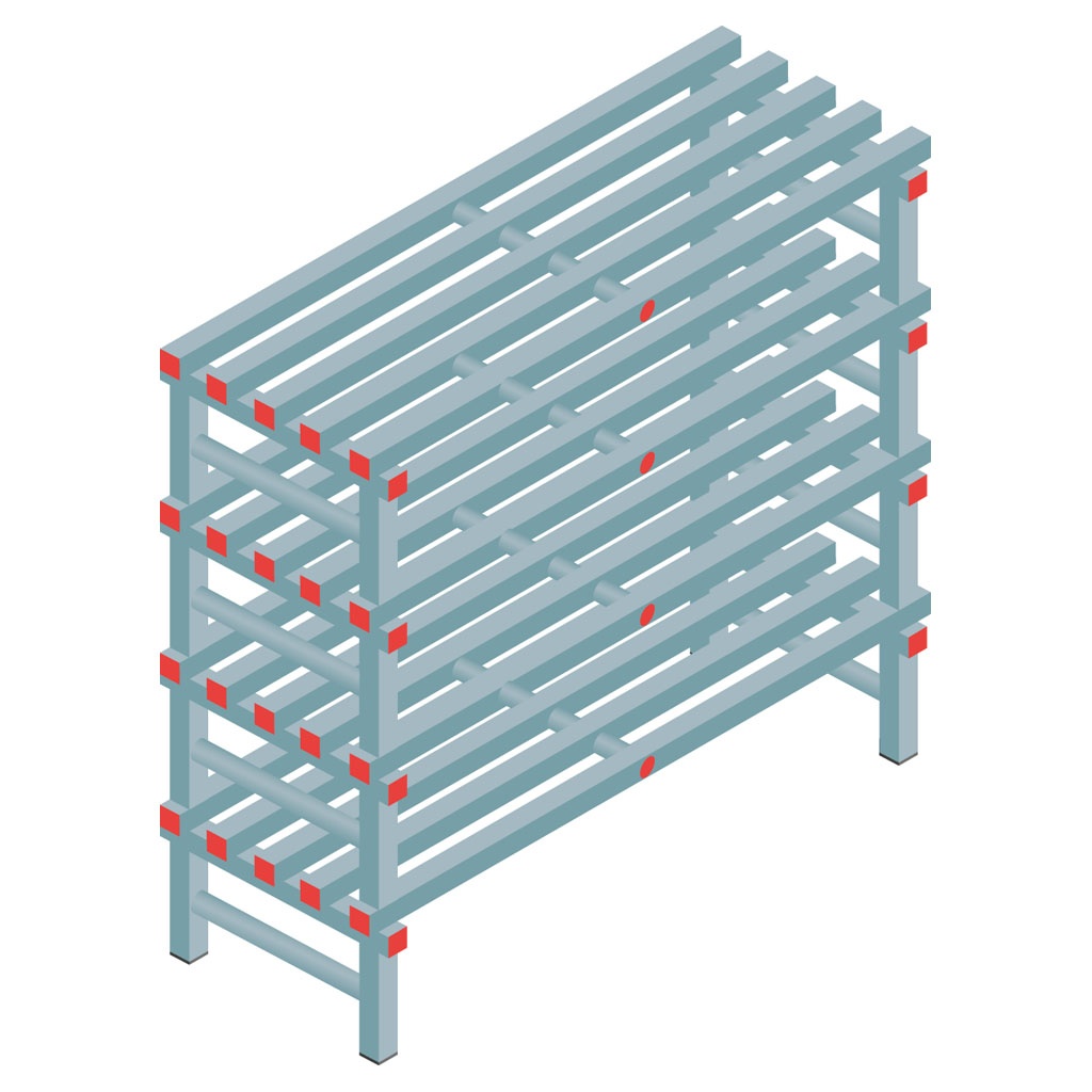 Kunststof stelling, rek 1150x1200x500, 4 niveaus