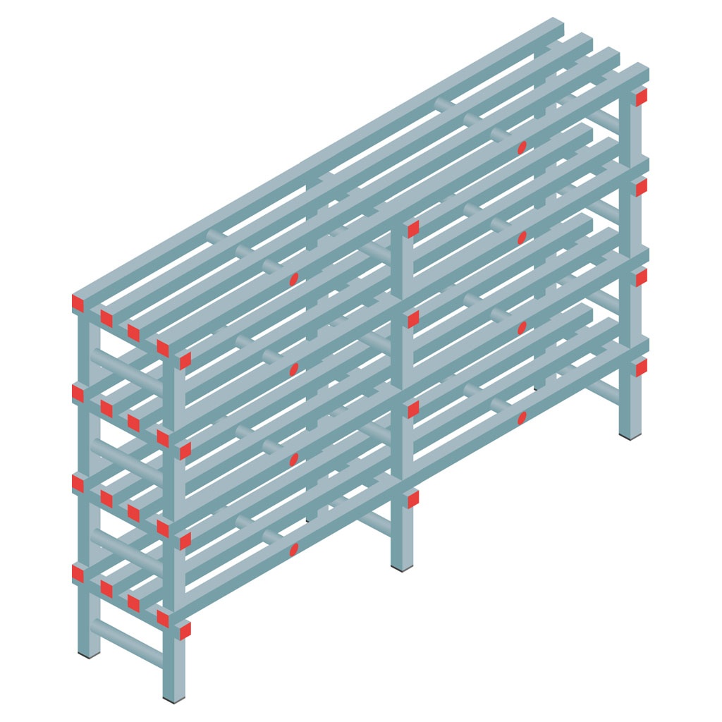 Kunststof stelling, rek 1150x1800x400, 4 niveaus