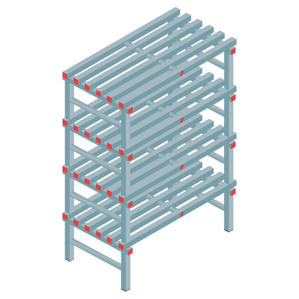 Kunststof stelling, rek 1450x1000x600, 4 niveaus