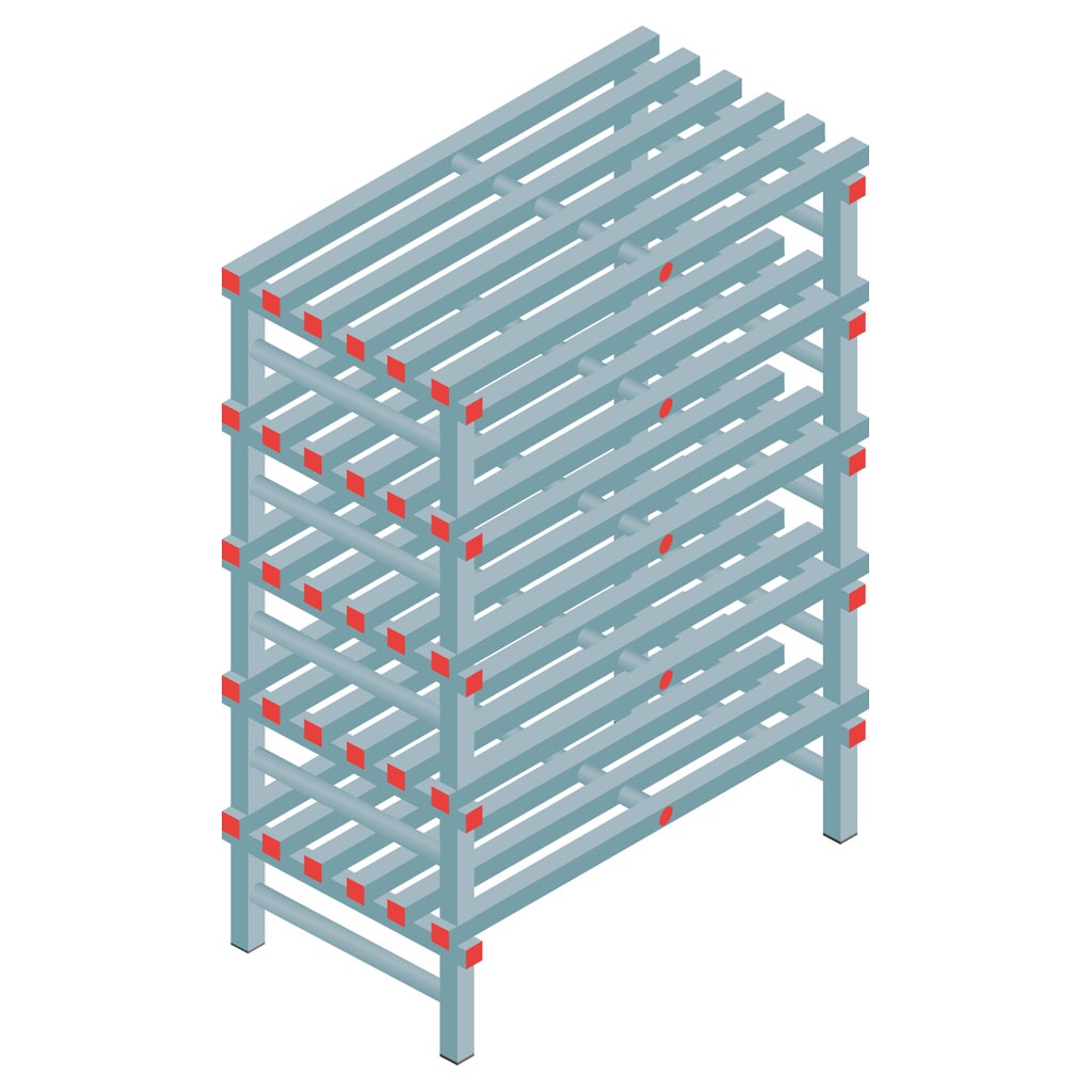 Kunststof stelling, rek 1450x1000x600, 5 niveaus