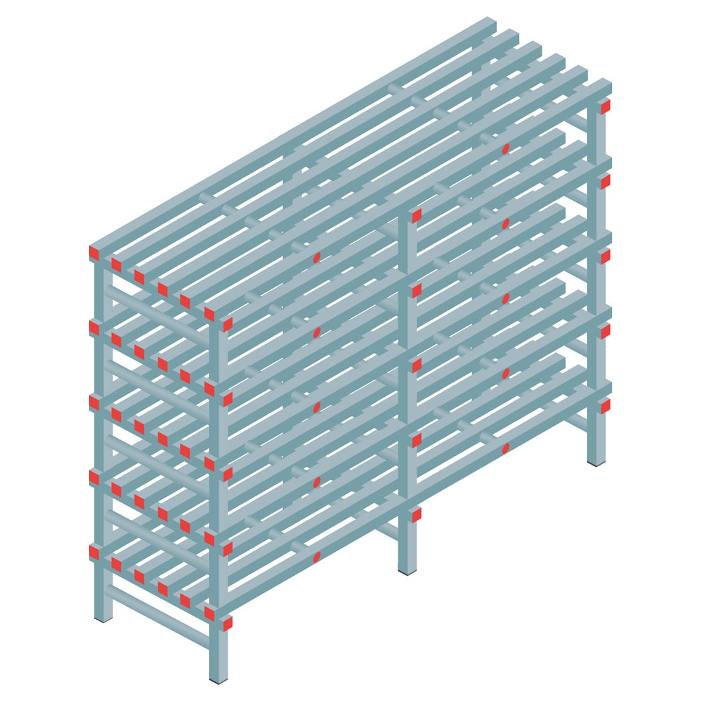 Kunststof stelling, rek 1450x1800x600, 5 niveaus