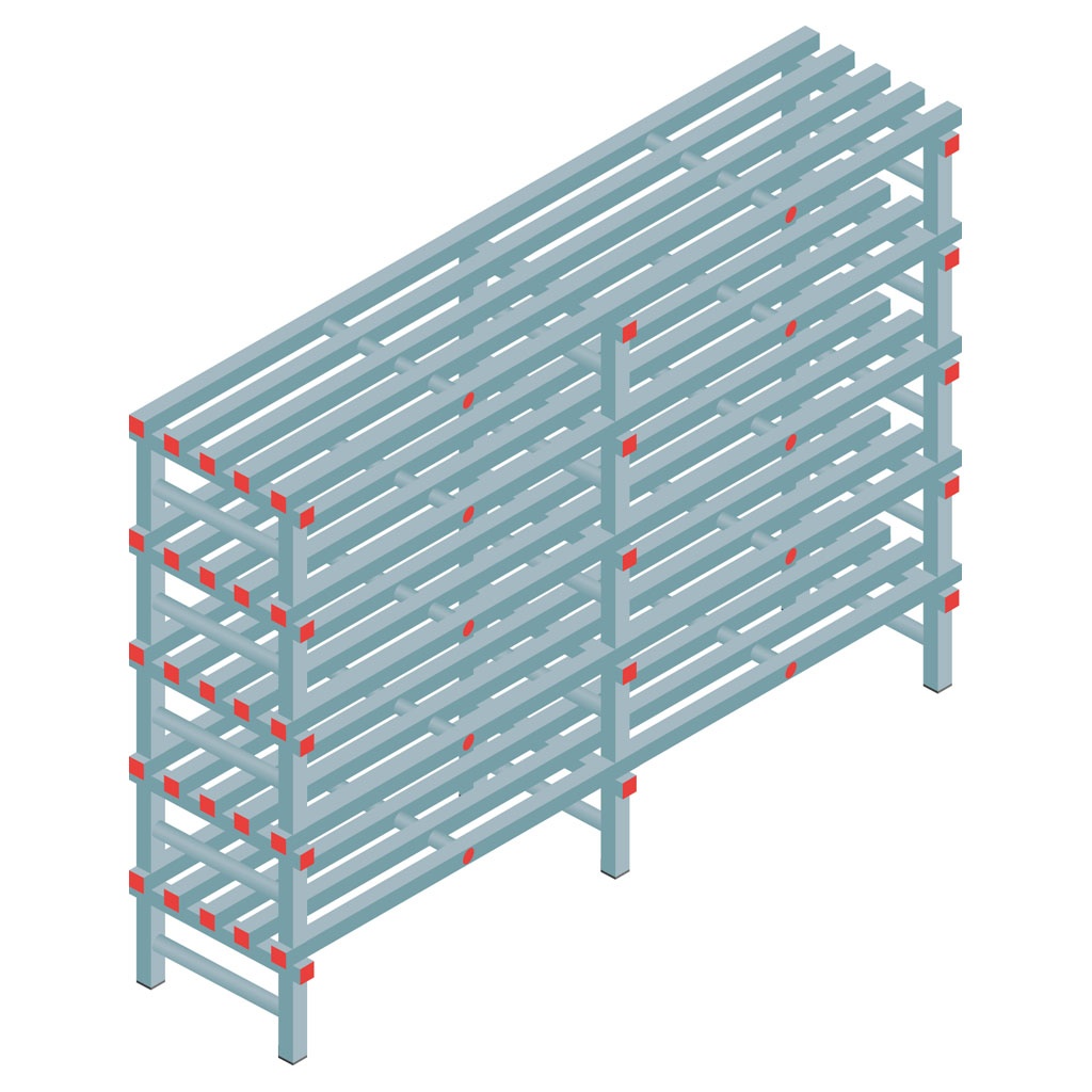 Kunststof stelling, rek 1450x2000x500, 5 niveaus