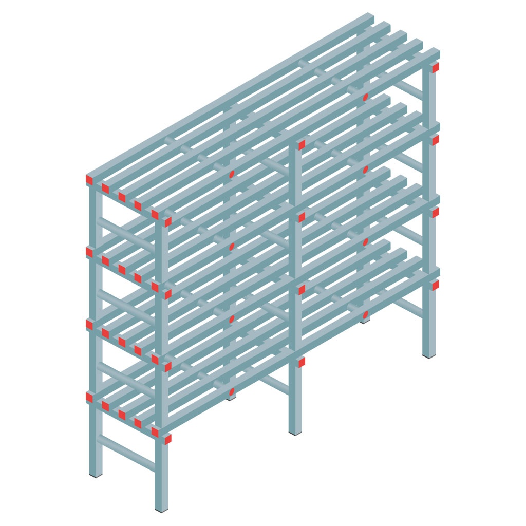 Kunststof stelling, rek 1600x1800x500, 4 niveaus
