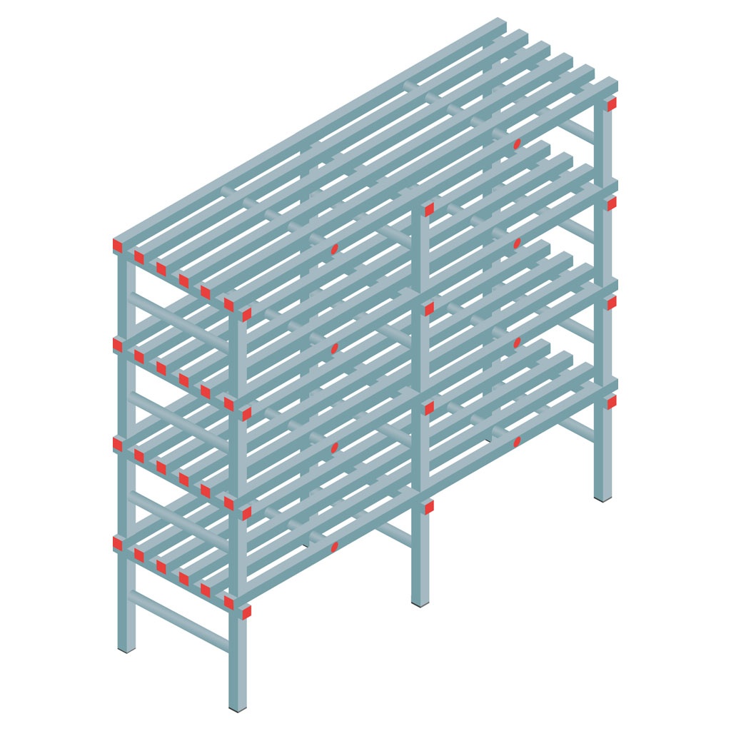 Kunststof stelling, rek 1600x1800x600, 4 niveaus