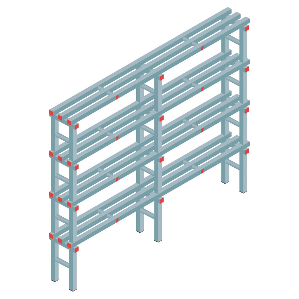 Kunststof stelling, rek 1600x2000x300, 4 niveaus