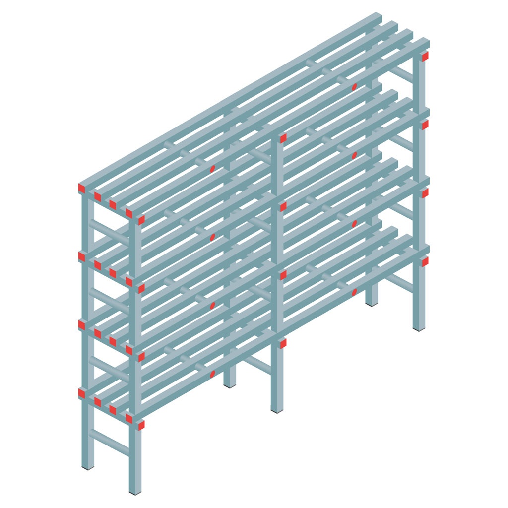 Kunststof stelling, rek 1600x2000x400, 4 niveaus