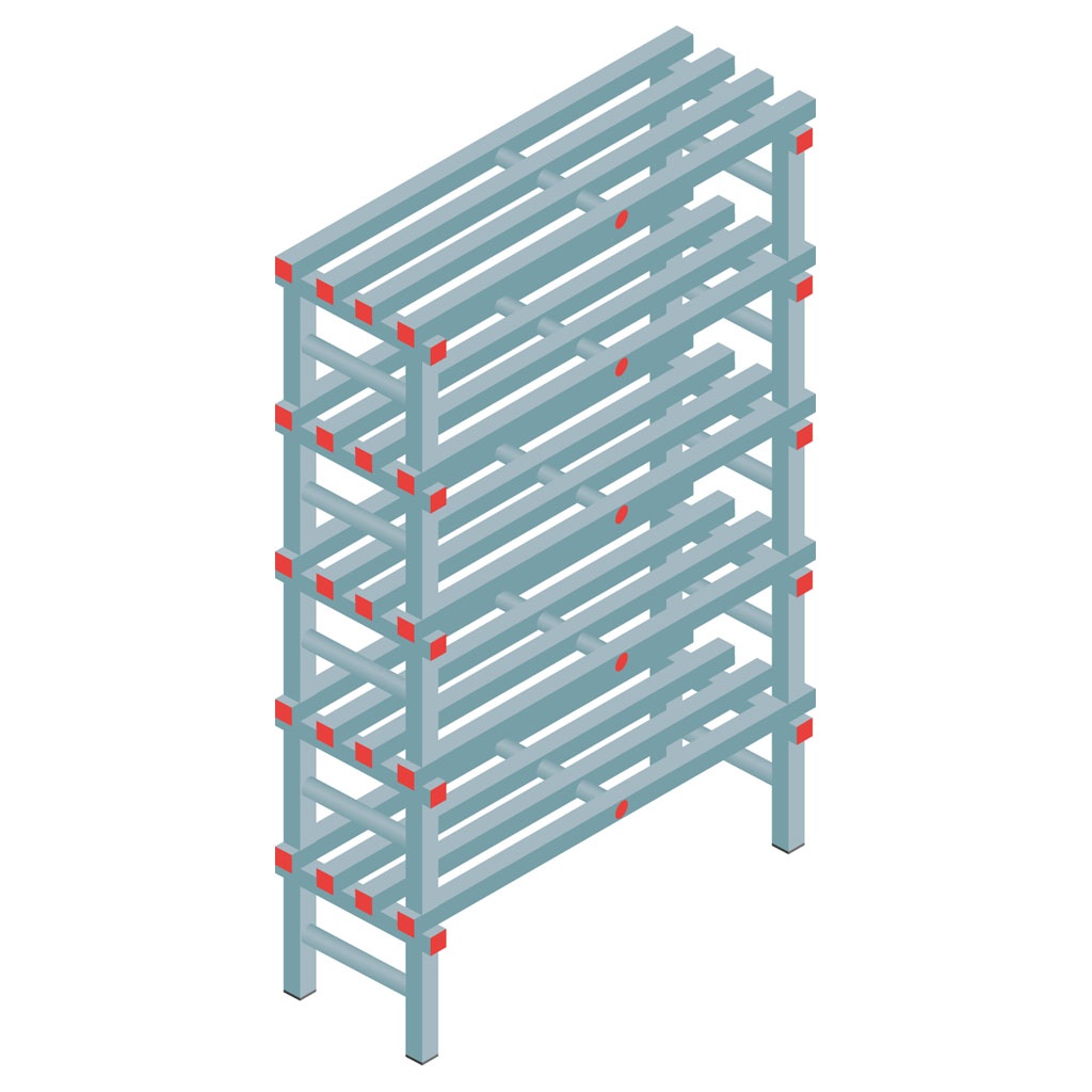 Kunststof stelling, rek 1650x1000x400, 5 niveaus