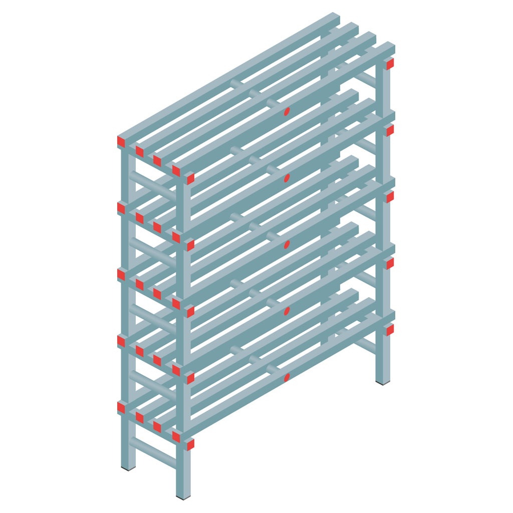 Kunststof stelling, rek 1650x1200x400, 5 niveaus