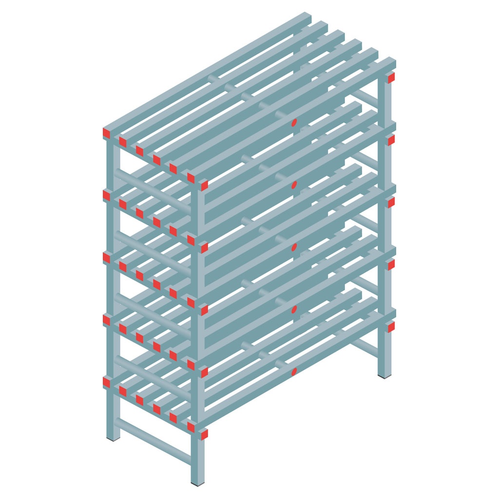 Kunststof stelling, rek 1650x1200x600, 5 niveaus