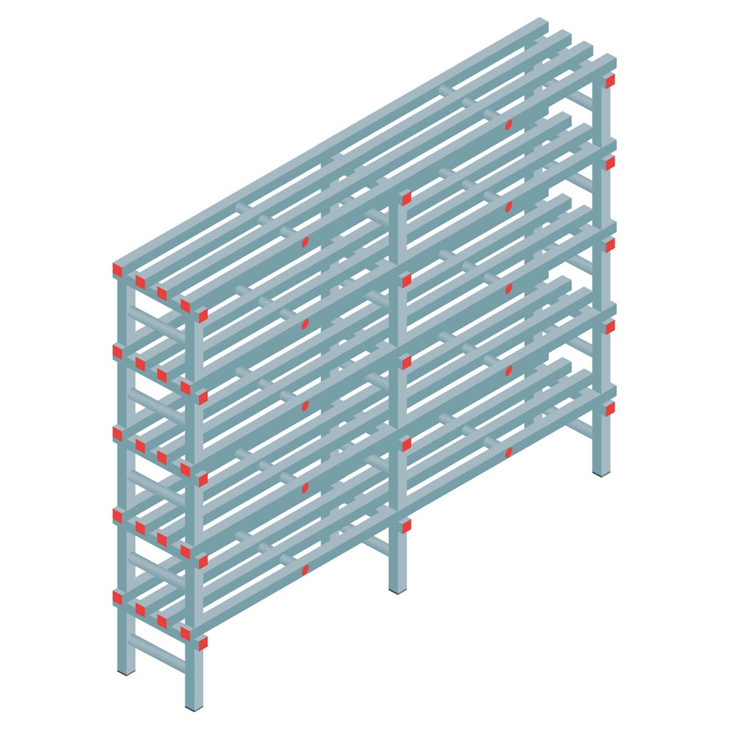 Kunststof stelling, rek 1650x2000x400, 5 niveaus