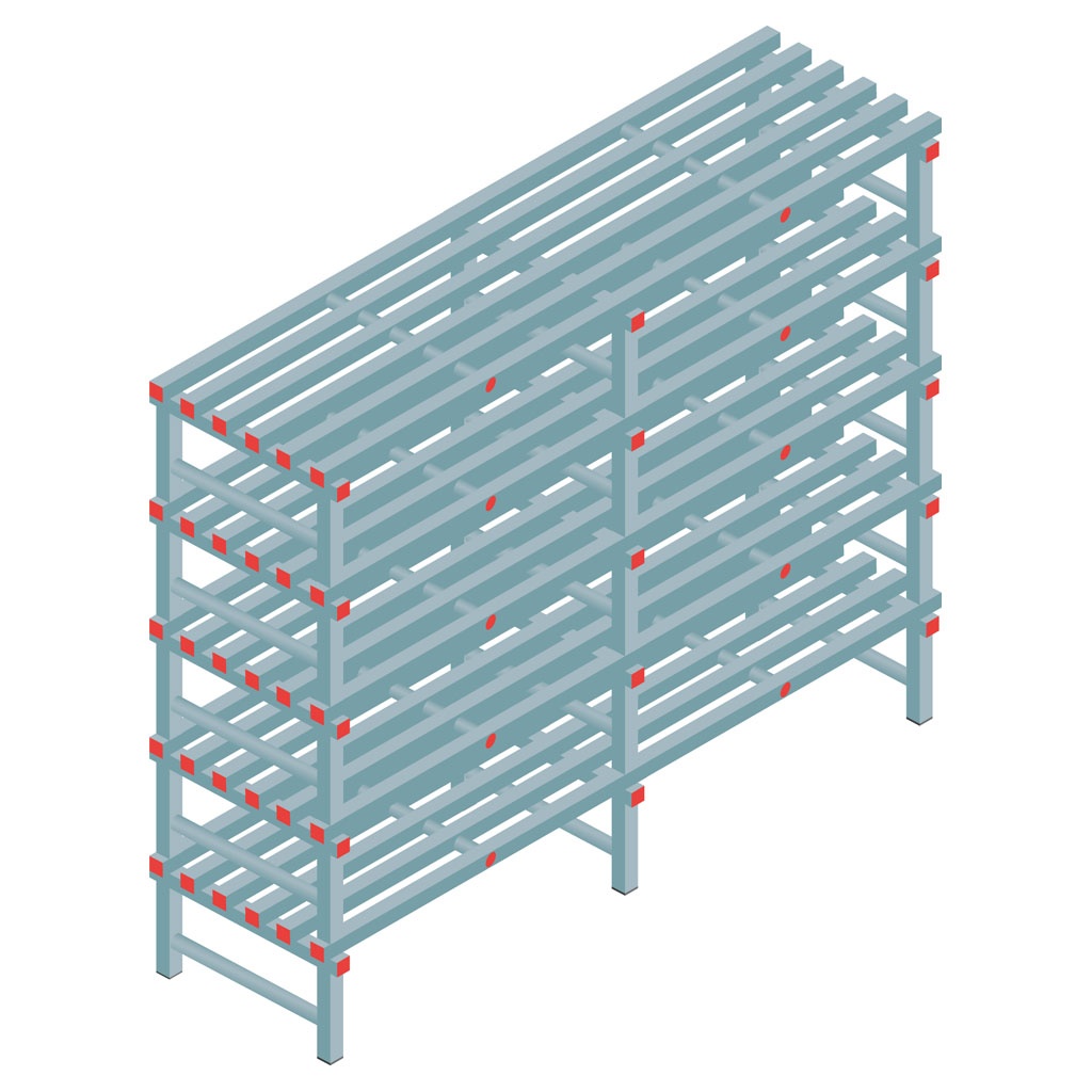 Kunststof stelling, rek 1650x2000x600, 5 niveaus