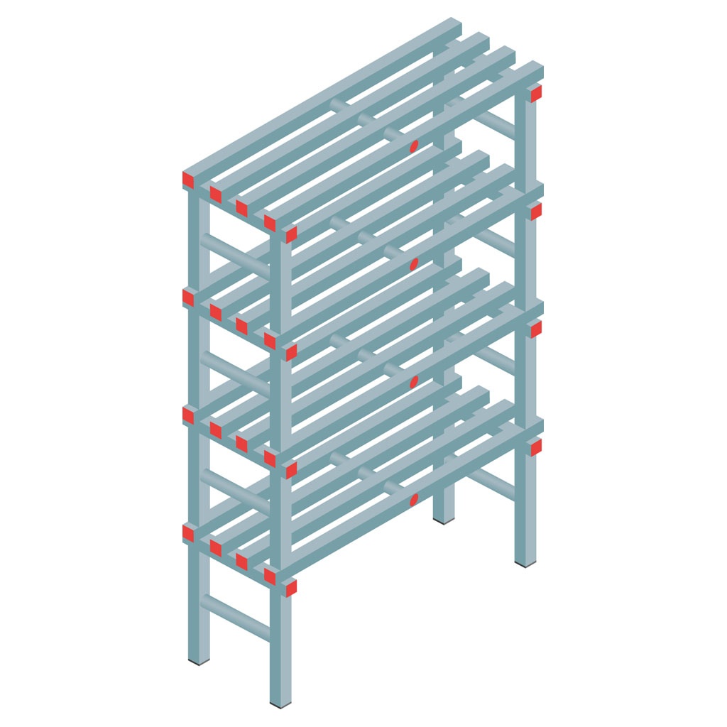 Kunststof stelling, rek 1750x1000x400, 4 niveaus