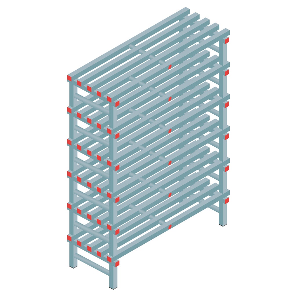 Kunststof stelling, rek 1750x1200x500, 6 niveaus