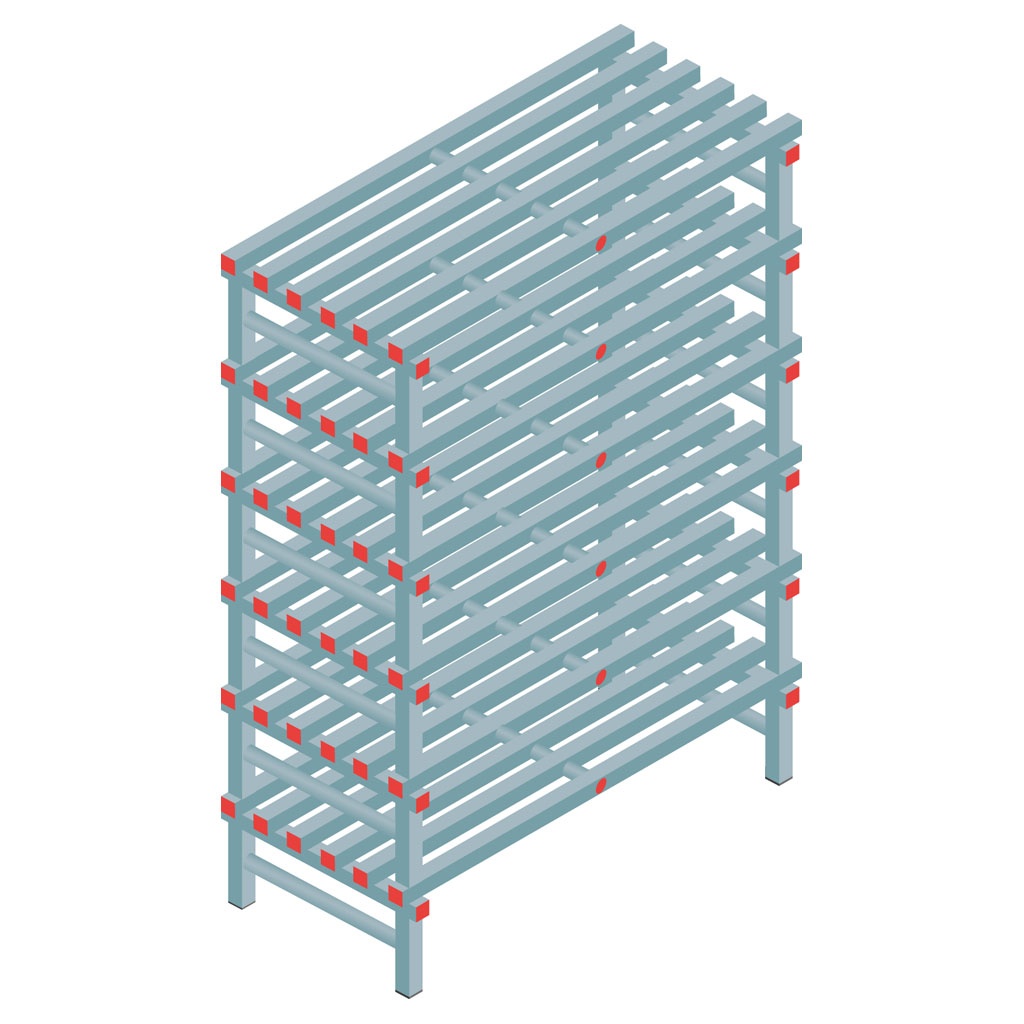 Kunststof stelling, rek 1750x1200x600, 6 niveaus