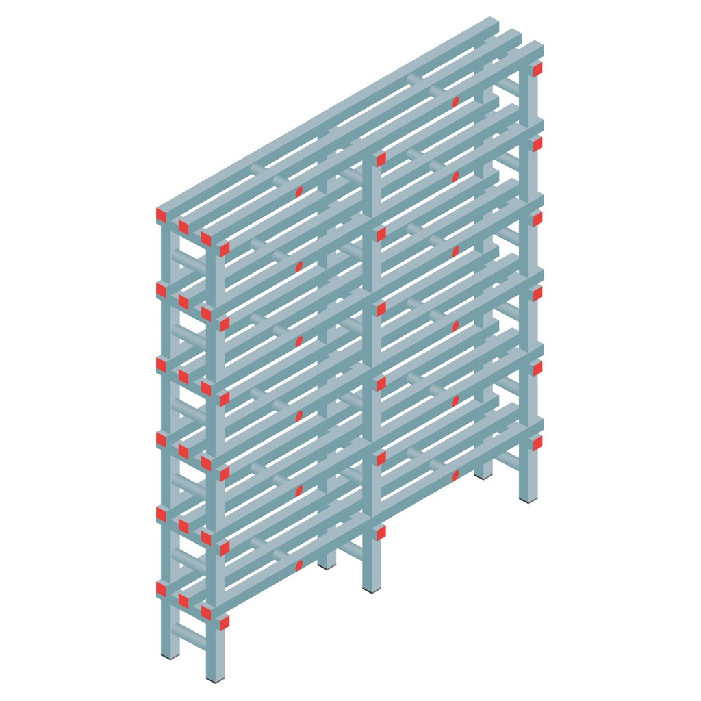 Kunststof stelling, rek 1750x1500x300, 6 niveaus