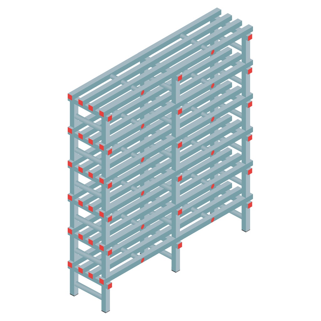 Kunststof stelling, rek 1750x1500x400, 6 niveaus