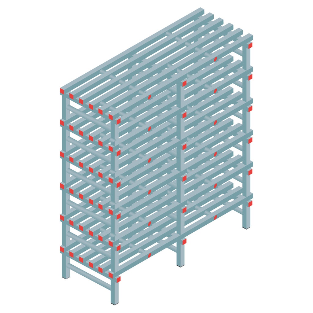 Kunststof stelling, rek 1750x1500x600, 6 niveaus
