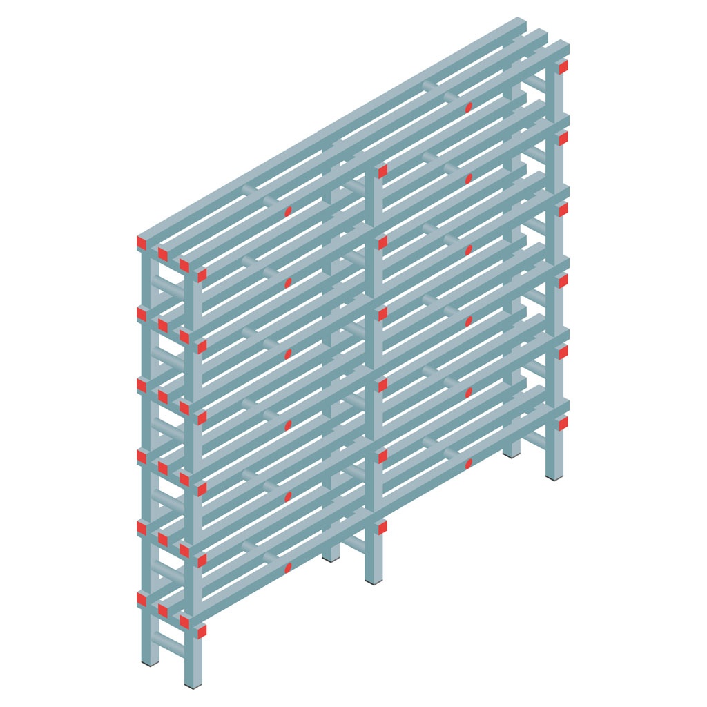Kunststof stelling, rek 1750x1800x300, 6 niveaus