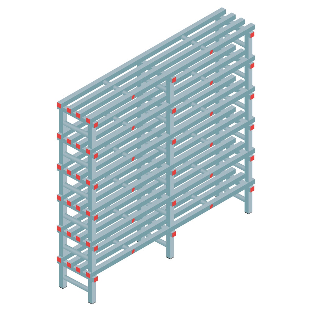 Kunststof stelling, rek 1750x1800x400, 6 niveaus