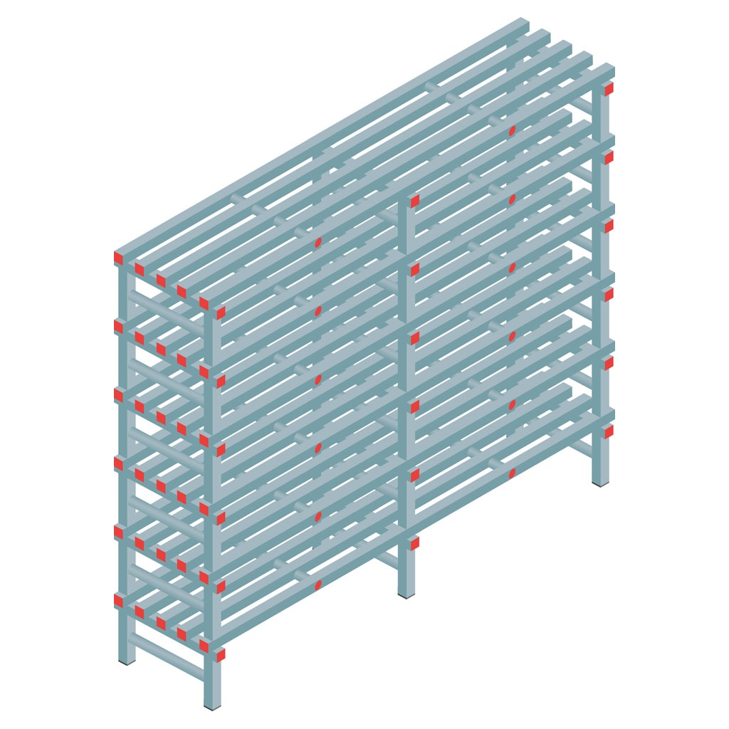 Kunststof stelling, rek 1750x2000x500, 6 niveaus