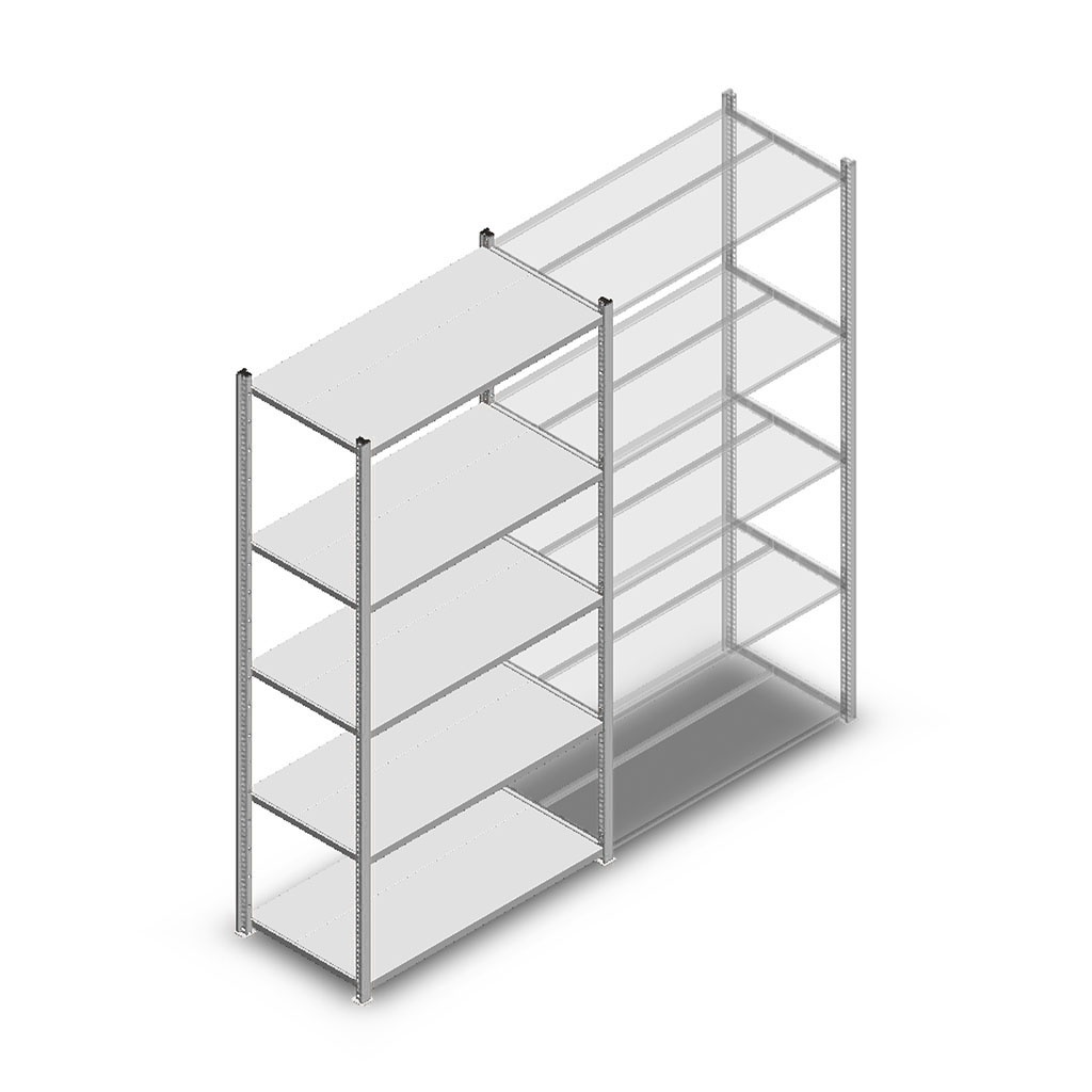 Legbordstelling Light Duty 2000x1000x500, 5 niveaus metaal verzinkt, 100 kg beginsectie