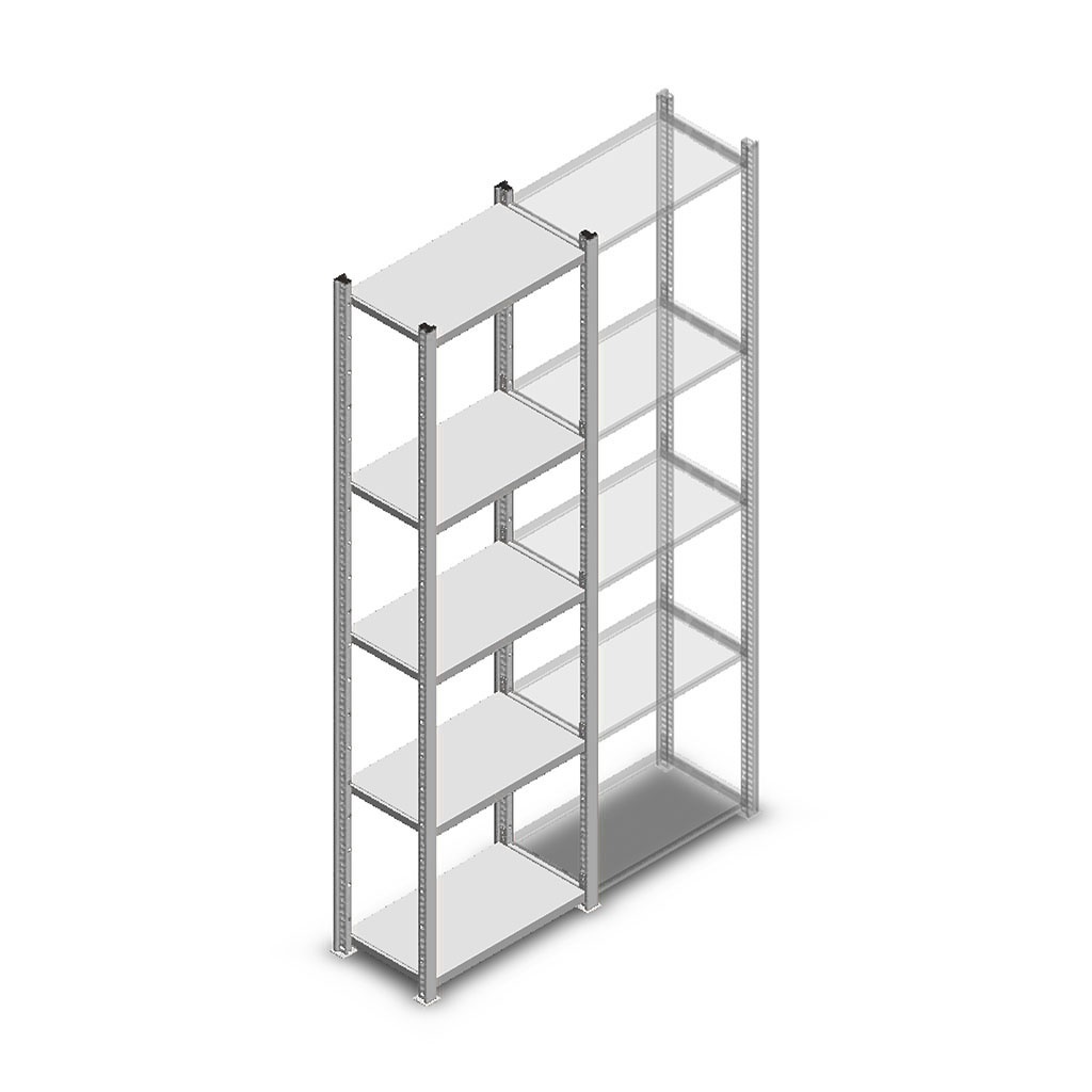 Legbordstelling Light Duty 2000x550x300, 5 niveaus metaal verzinkt, 80 kg beginsectie