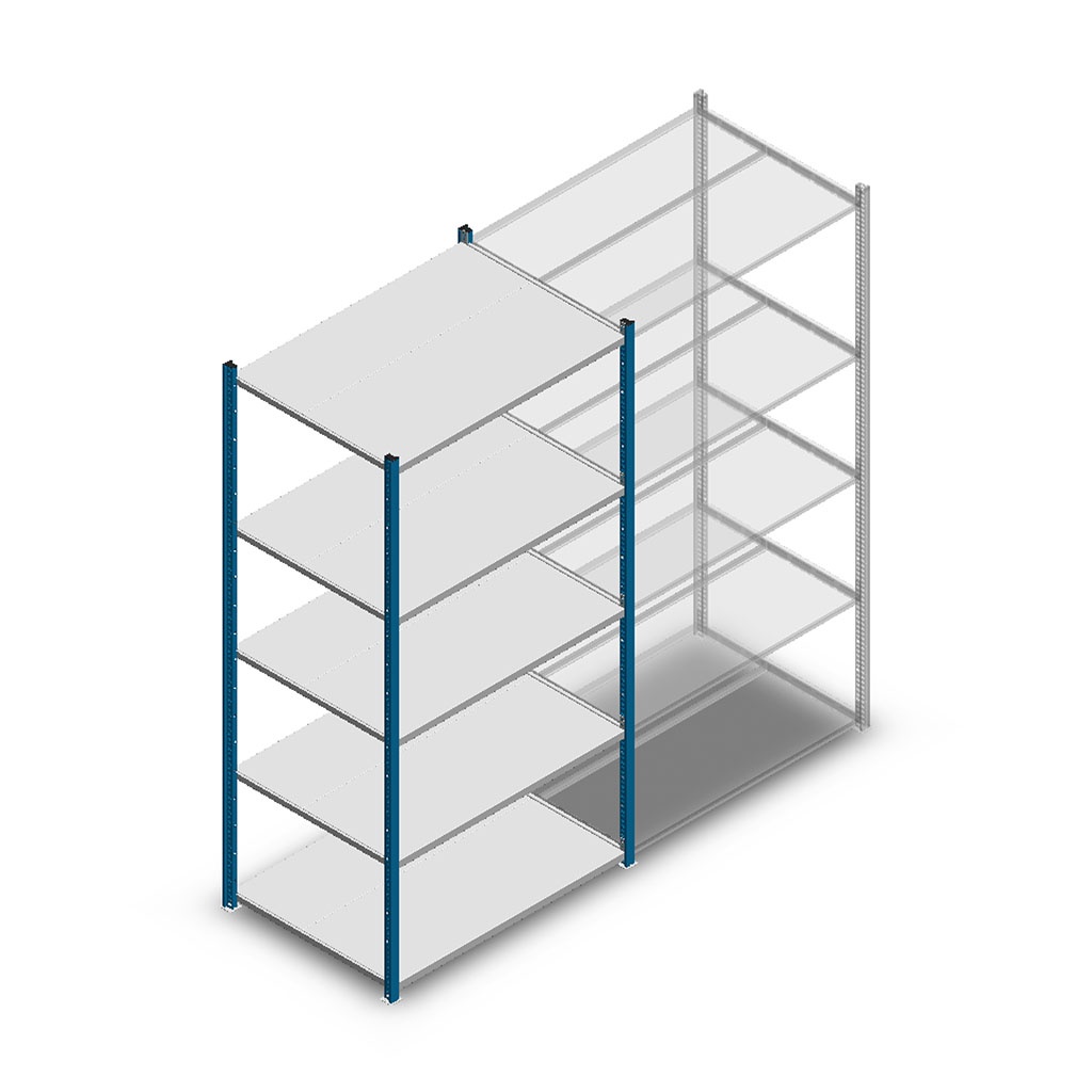 Legbordstelling Medium Duty 2000x1000x700, 5 niveaus metaal blauw, 180 kg beginsectie