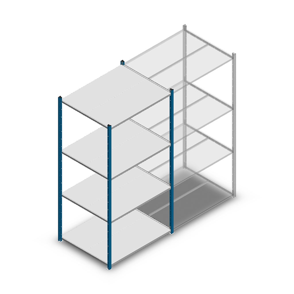 Legbordstelling Medium Duty 2000x1000x800, 4 niveaus metaal blauw, 180 kg beginsectie