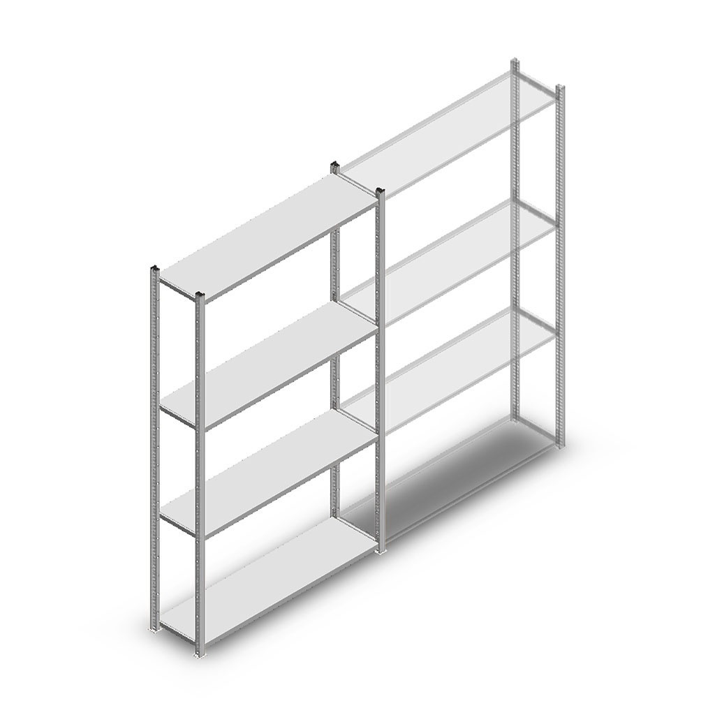 Legbordstelling Medium Duty 2000x1150x300 (hxbxd) 4 niveaus metaal verzinkt 70 kg beginsectie
