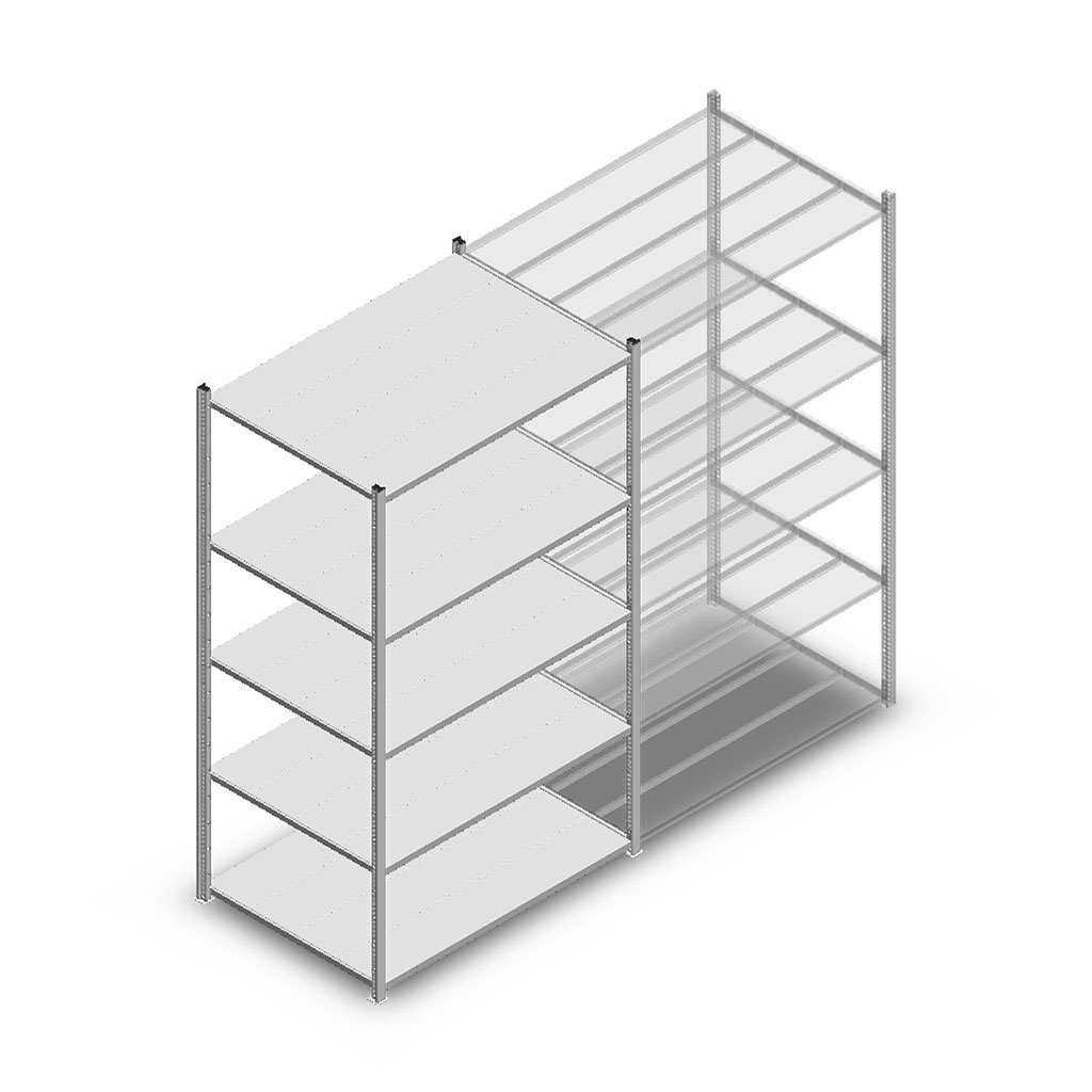 Legbordstelling Medium Duty 2000x1150x800 (hxbxd) 5 niveaus metaal verzinkt 360 kg beginsectie