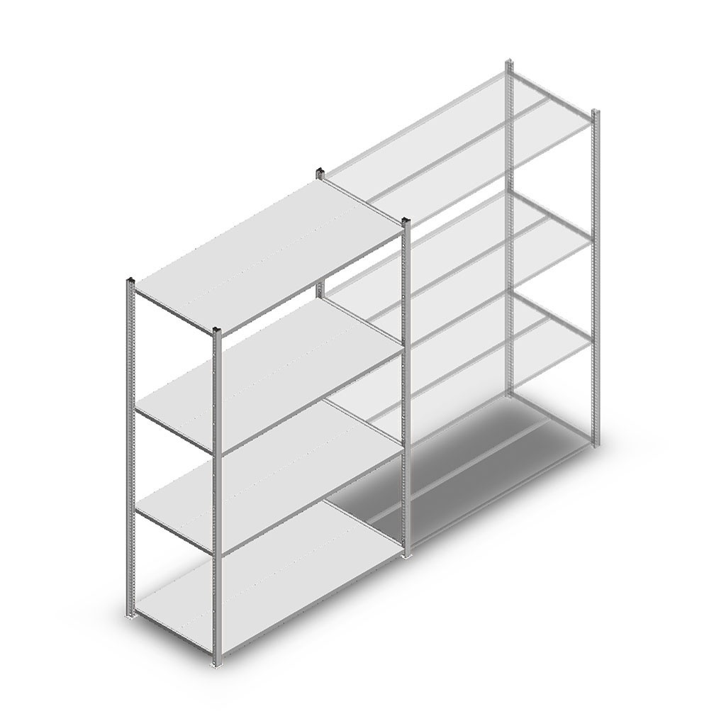 Legbordstelling Medium Duty 2000x1300x600 (hxbxd) 4 niveaus metaal verzinkt 100 kg beginsectie