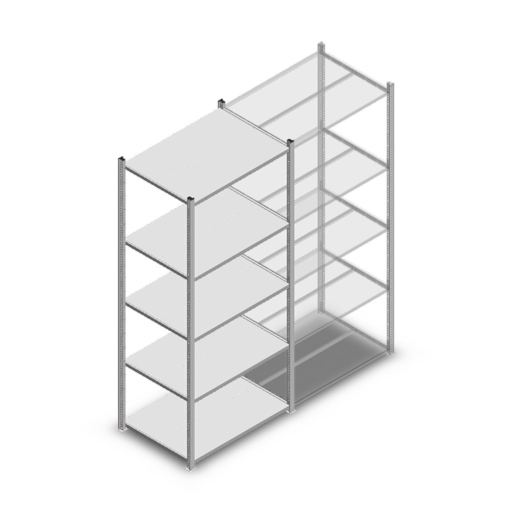 Legbordstelling Medium Duty 2000x850x600 (hxbxd) 5 niveaus metaal verzinkt 200 kg beginsectie