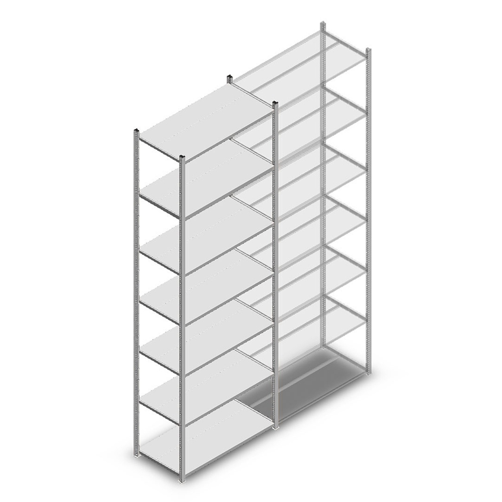 Legbordstelling Medium Duty 3000x1000x500, 7 niveaus metaal verzinkt, 75 kg beginsectie