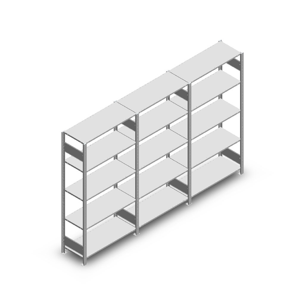 Voordeelrij Legbordstelling Heavy Duty 2000x3000x400, 5 niveaus metaal verzinkt 250 kg