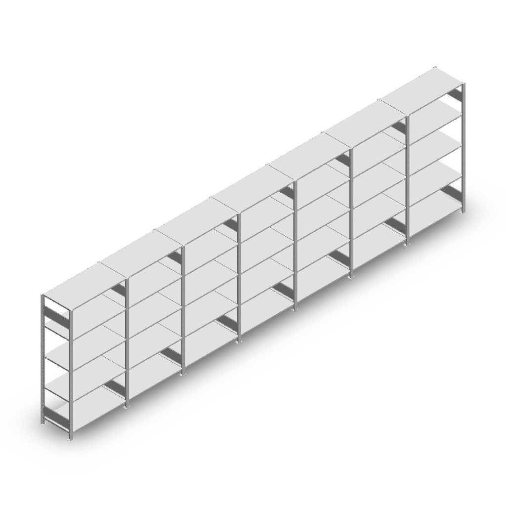 Voordeelrij Legbordstelling Heavy Duty 2000x7000x500, 5 niveaus metaal verzinkt 250 kg