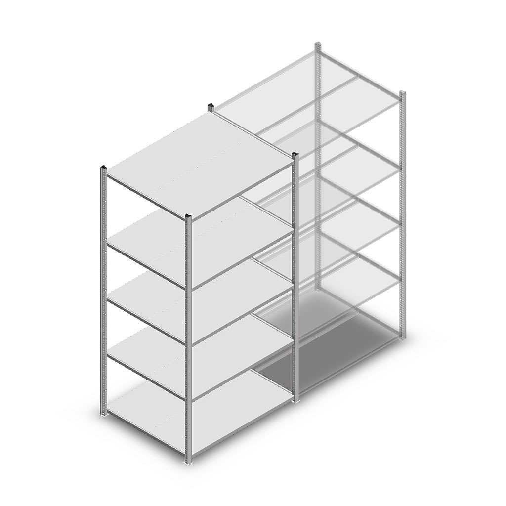 Legbordstelling Medium Duty 2000x1000x800, 5 niveaus metaal verzinkt, 180 kg beginsectie