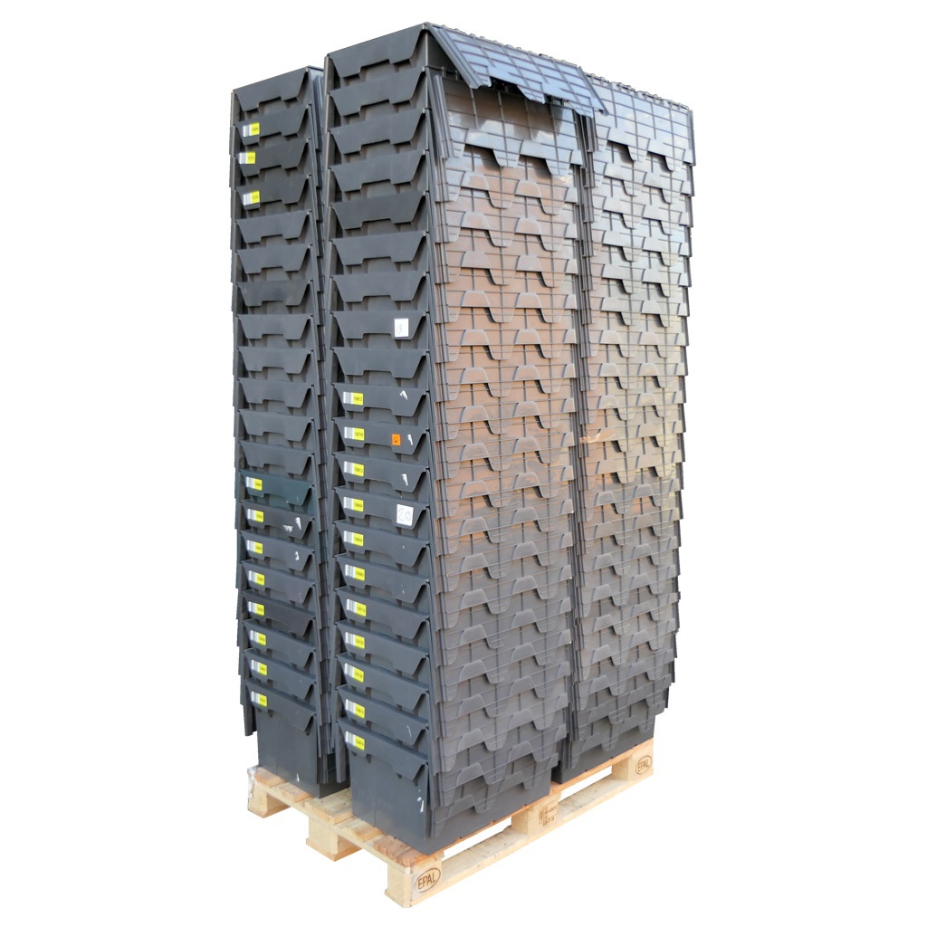 Palletaanbieding 72 gebruikte distributiebak, transportbak 600x400x300 mm (lxbxh) antraciet