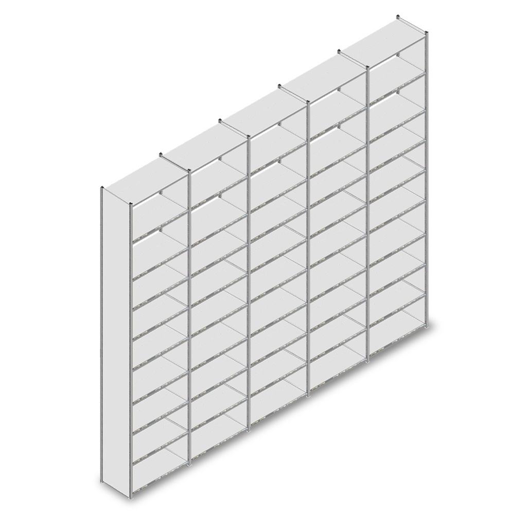 Voordeelrij gebruikte Dexion legbordstelling Verzinkt 3500x5105x600 