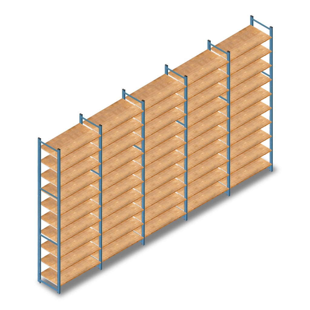 Voordeelrij gebruikte legbordstelling Lundia 2885x5180x500mm (hxbxd) 5 secties 10 niveaus