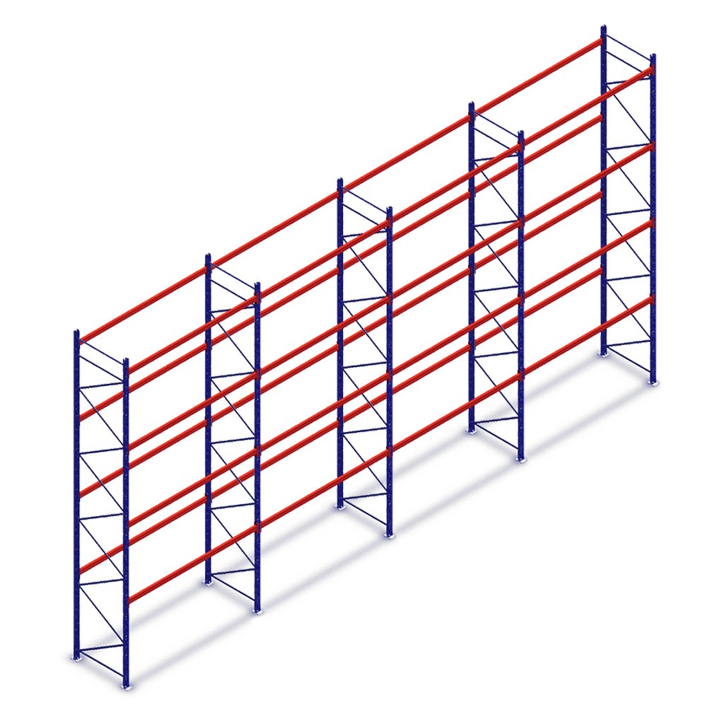 Voordeelrij gebruikte palletstelling Redirack 6000x11200x900mm (hxbxd) 4 secties 4 niveaus