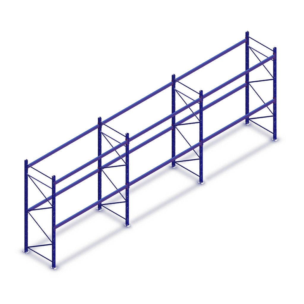 Voordeelrij gebruikte Polypal palletstelling 2375x9420x1050mm (hxbxd) - 3 secties 2 niveaus