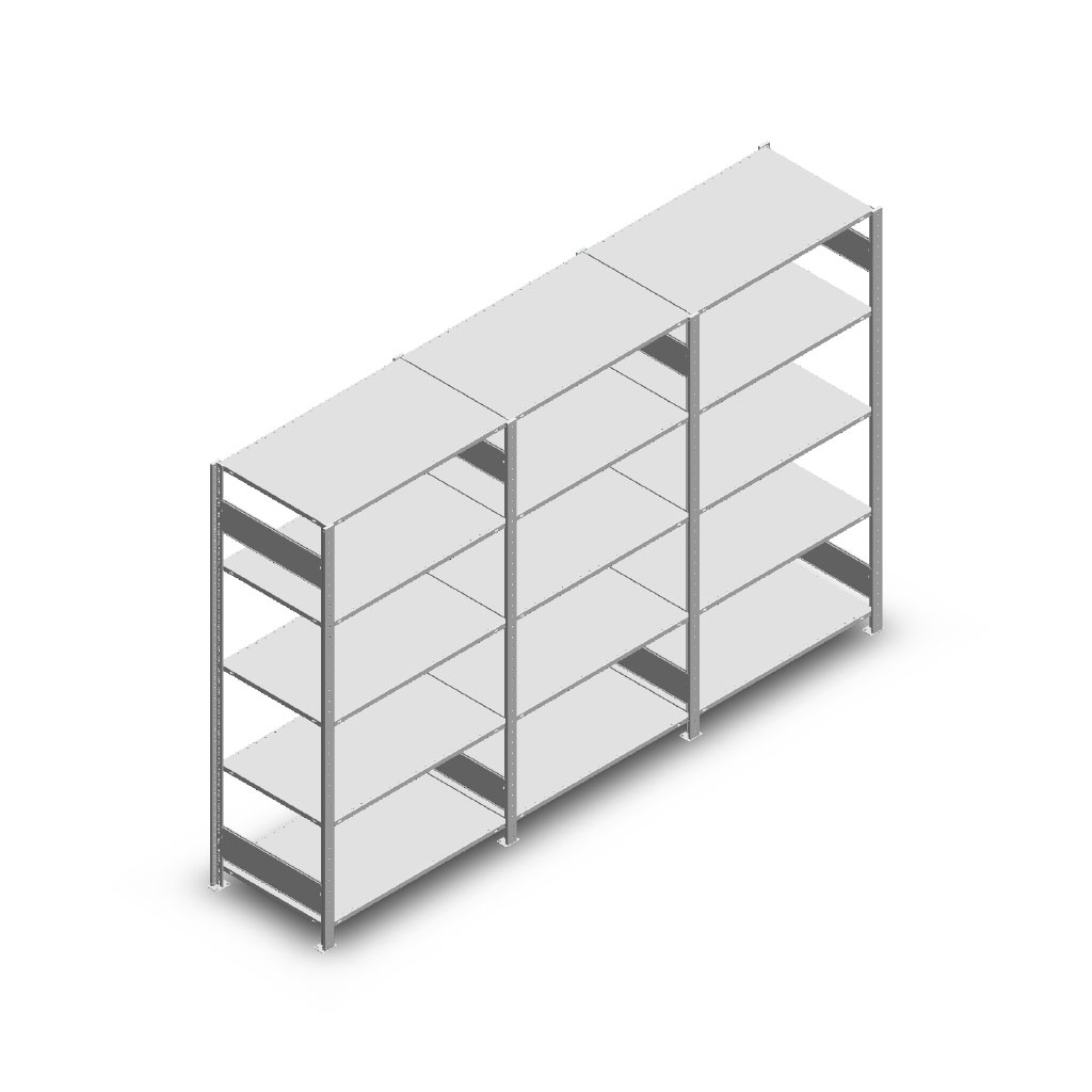 Voordeelrij Legbordstelling Heavy Duty 2000x3000x800, 5 niveaus metaal verzinkt 250 kg