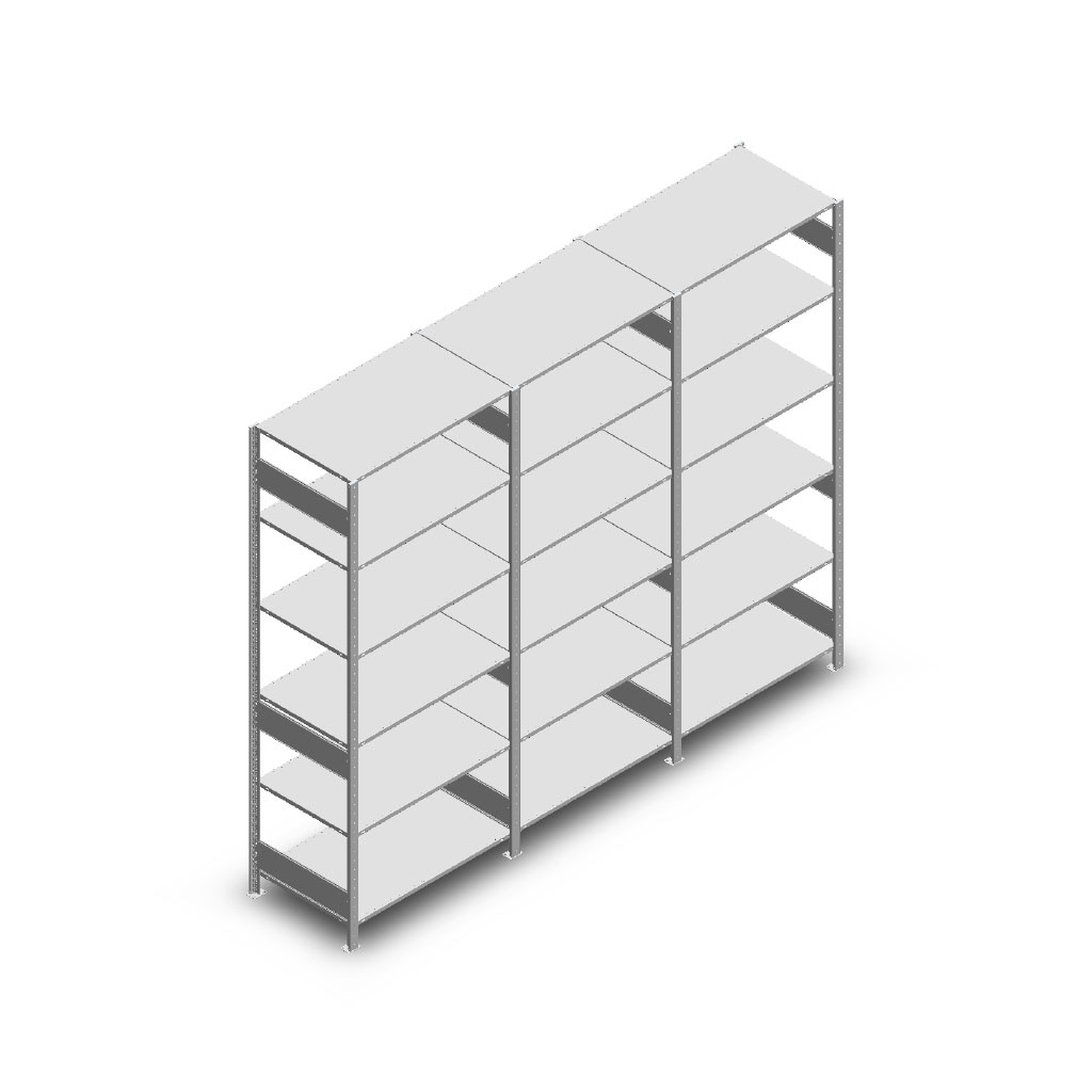 Voordeelrij Legbordstelling Heavy Duty 2500x3000x800, 6 niveaus metaal verzinkt 250 kg