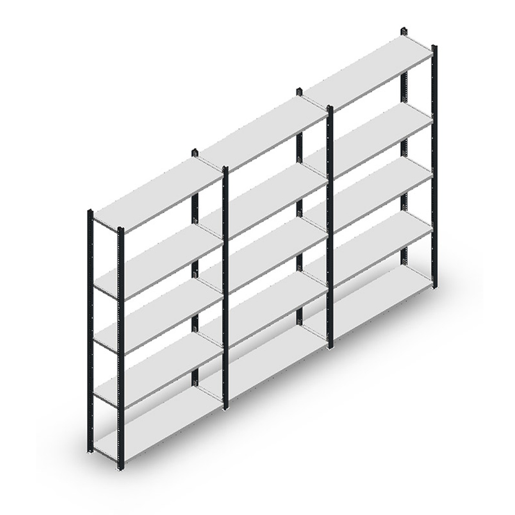 Voordeelrij Legbordstelling Medium Duty 2000x3000x300, 5 niveaus metaal antraciet 90 kg
