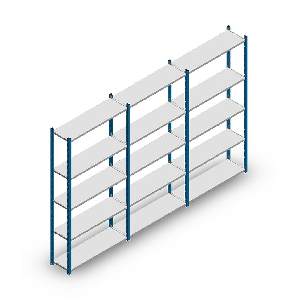 Voordeelrij Legbordstelling Medium Duty 2000x3000x300, 5 niveaus metaal blauw 90 kgb