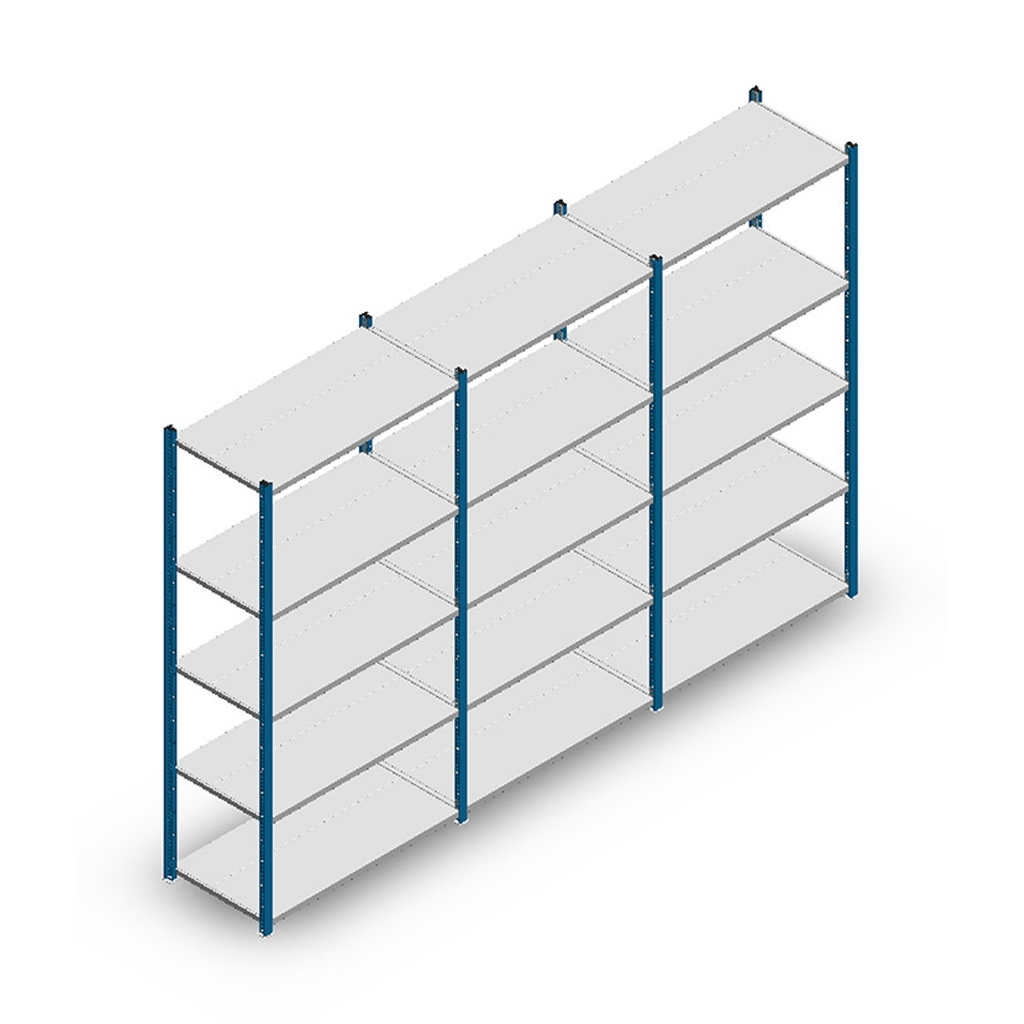 Voordeelrij Legbordstelling Medium Duty 2000x3000x500, 5 niveaus metaal blauw 70 kg